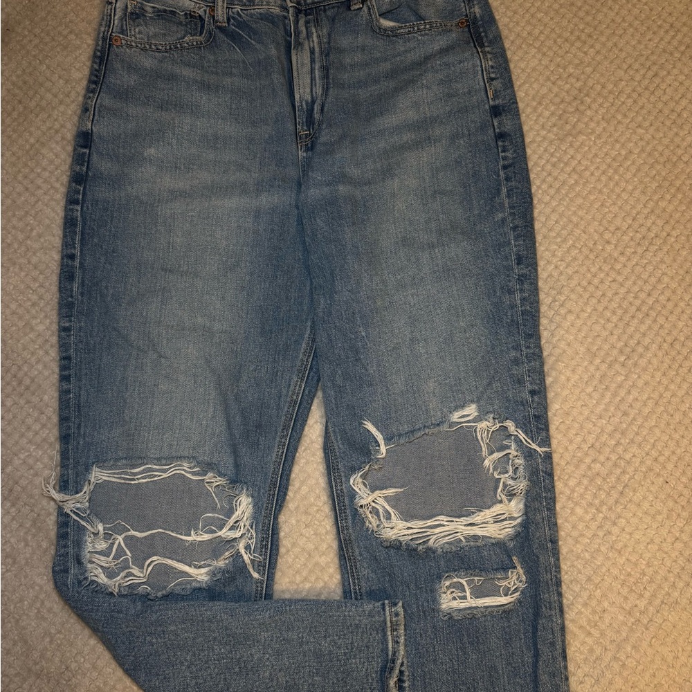 American Eagle Outfitters High Rise Ripped Jeans - Blue